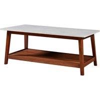 Teamson Home Coffee Table, MDF, Solid wood, Faux Marble/Walnut, 106.68 x 50.8 x 43.18