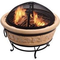 Peaktop Firepit Wood Burning Fire Pit Concrete Style Grill Poker HR26303AA-S