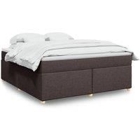 Box Spring Bed with Mattress Dark Brown 180x200 cm Fabric