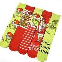 Grinch Crew Socks In Multiple Pairs - Black