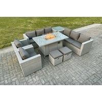 10-Seater Rattan Garden Furniture Set - Dark Grey Or Light Grey
