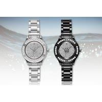 Crystal Bezel Women'S Watch - Black Or Silver