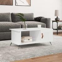 Coffee Table High Gloss White 90x50x40 cm Engineered Wood