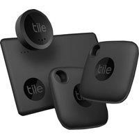Tile Essentials (2022) Bluetooth Item Finder Set,Pack of 4 (2 Black Mates,1 Slim,1 Sticker),Works with Alexa and Google Smart Home,iOS and Android Compatible, Find your Keys, Wallets, Remotes and More