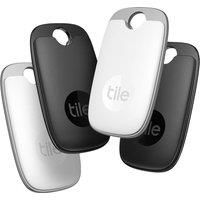 TILE Pro (2022) Bluetooth Tracker - Black & White, Pack of 4, Black,White