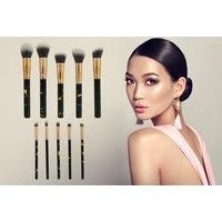 10 Piece Makeup Brush Set - 3 Marbled Colour Options - Black
