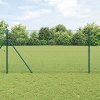 Welded Wire Fence with 7 Posts Green 1.4x10 m Steel