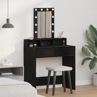 Black Oak Dressing Table with LED Lights - 79x41x140 cm