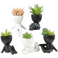 Quirky Human-Shaped Succulent Planter - 6 Designs, 2 Colours - White