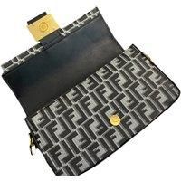 Unisex Black Fendi Inspired Baguette Leather Crossbody Bag