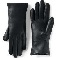 Lands' End Women's Cashmere Lined Touchscreen Leather Gloves in Black | Size: XL