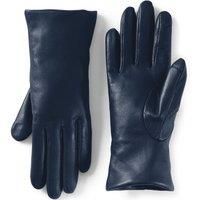 Lands' End Women's Cashmere Lined Touchscreen Leather Gloves in Dark Navy | Size: XL