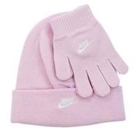 Nike Hat And Glove 2 Piece Set Pink Girls Sportswear Cotton Beanie Age 4-6 Years