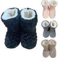 Unisex Grey Women'S Faux Fur Fluffy Slipper Boots - Cosy Indoor Non-Slip Winter Footwear