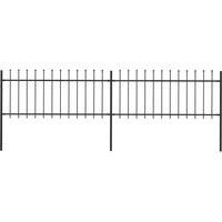 Garden Fence with Spear Top Steel 3.4x0.8 m Black