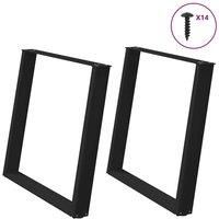 vidXL Dining Table Legs U-Shaped 2 pcs Black 90x(72-73) cm Steel