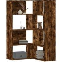 Corner Bookcase 4-Tier Smoked Oak 85x85x140 cm Engineered Wood