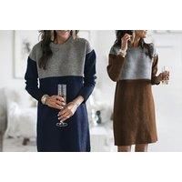 Women'S Long Sleeve Sweatshirt Dress - 5 Colours - Black