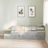 Storage Bed Concrete grey Engineered Wood 100 x 200 cm