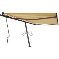 Freestanding Manual Retractable Awning 450x300 cm Yellow/White
