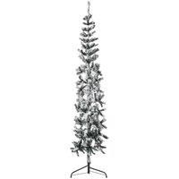 Slim Artificial Half Christmas Tree with Flocked Snow 210 cm
