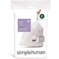 simplehuman Butterfly Bin Drawstring Bin Liners, Size H, 30-35L - Pack of 20