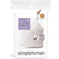 simplehuman Butterfly Bin Drawstring Bin Liners, Size H, 30-35L - Pack of 20