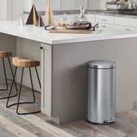 simplehuman Deluxe Round Pedal Bin Brushed Stainless Steel 30L