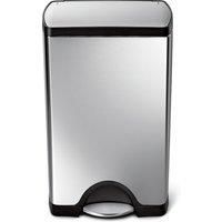 simplehuman CW1814 38L Rectangular Pedal Bin, Brushed Stainless Steel, W 40.1cm x H 65.3cm x D 31.8cm, Metal, 38 L