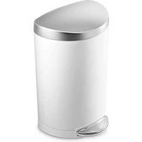 simplehuman CW1867 10L Semi-Round Pedal Bin, White Steel, W 28.4cm x H 44.5cm x D 26.9cm