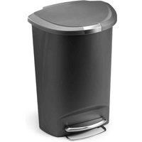 simplehuman Semi-Round Plastic Pedal Bin, Grey, 50L