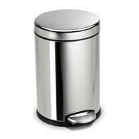 simplehuman CW1851CB 4.5L Round Pedal Bin, Polished Stainless Steel, W 19.3cm x H 29.0cm x D 25.4cm