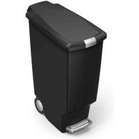 simplehuman CW1361 40L Slim Pedal Bin, Black Plastic, W 26.0cm x H 65.5cm x D 48.7cm