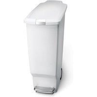 simplehuman CW1362 40L Slim Pedal Bin, White Plastic, W 26.0cm x H 61.0cm x D 47.0cm