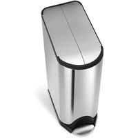 simplehuman CW1897 45L Butterfly Pedal Bin, Brushed Stainless Steel, W 26.4cm x H 66.0cm x D 59.2cm