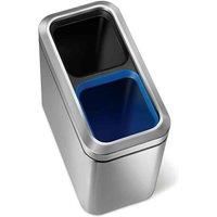 simplehuman Slim Open Recycler, Brushed Stainless Steel, 10 + 10L