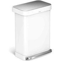 Simplehuman 55L Rect. Bin W Liner Pocket White, White