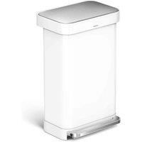 simplehuman 45L Liner Pocket bin, Stainless, White Steel