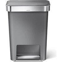 simplehuman CW1386CB 45L Rectangular Pedal Bin with Liner Pocket, Grey Plastic, W 47.0cm x H 63.5cm x D 32.0cm
