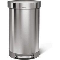 simplehuman Fingerprint Proof 45 Litre Semi Round Pedal Bin Silver