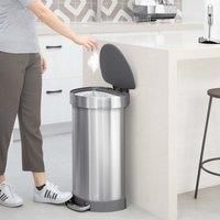 simplehuman CW2029 60L Semi-Round Pedal Bin, Brushed Stainless Steel, W 45.5cm x H 67.0cm x D 41.7cm