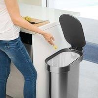 Fingerprint Proof Slim Foot Pedal Waste Bin Brushed Stainless Steel Black Silver