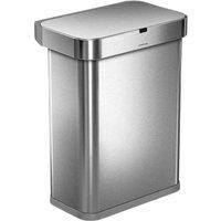 simplehuman ST2031 58L Rectangular Sensor Bin with Voice and Motion Control, Brushed Stainless Steel, W 47.0cm x H 63.0cm x D 33.0cm