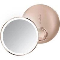 simplehuman ST3040 10cm Sensor Mirror Compact, Light Up Makeup Magnifying Mirror, 3X Magnification, Tru-Lux Light System, Ring Handle, 3 Brightness Settings, Rechargeable, Rose Gold Stainless Steel