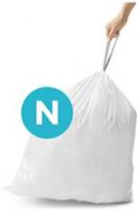 simplehuman Code N 100 Liners, 50% Recycled Custom Fit Bin Bags in Dispenser Packs with Durable Drawstring Tie Handle, 45-50L, White