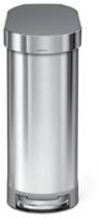 simplehuman CW2087DC 45L Slim Kitchen Pedal Bin, Silent Soft Close Lid, Strong Steel Pedal, Dent-Proof Plastic Lid, Brushed Stainless Steel with Grey Plastic Lid, W 25.9cm x H 62.1cm x D 54.5cm