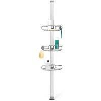 simplehuman Medium Tension Shower Caddy, Telescopic Corner Bathroom Shelf Storage Organiser, Extends 1.5m to 2.4m, Easy to Install, No Drilling, Rustproof, Adjustable Shelves, BT1109DC