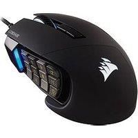 Corsair Scimitar ELITE RGB Optical MOBA/MMO Gaming Mouse (18000 DPI Optical Sensor, 17 Programmable Buttons, 4-Zone RGB Multi-Colour Backlighting, Contoured Shape, On-Board Storage) - Black