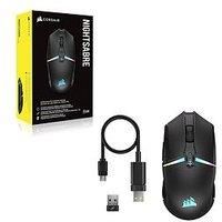 Corsair NIGHTSABRE RGB WIRELESS Gaming Mouse for FPS, MOBA - 26,000 DPI - 11 Programmable Buttons - Up To 100hrs Battery - iCUE Compatible - Black