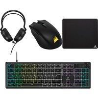 CORSAIR K55 Coreu0026tradeGaming Keyboard, Harpoon RGB Pro Mouse, HS35 Headset & MM100 Gaming Surface Bundle, Black